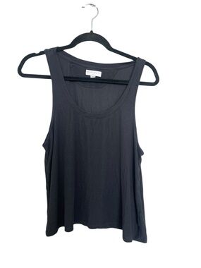 Spiritual Gangster Black Ribbed Scoop Neck Tank